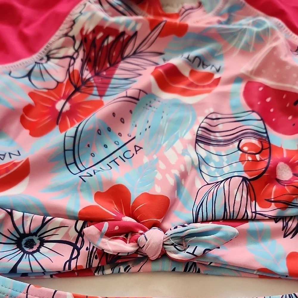 Nautica Girls Pink Floral Watermelon Rash Guard Two Piece Swimsuit Set 2T NWT